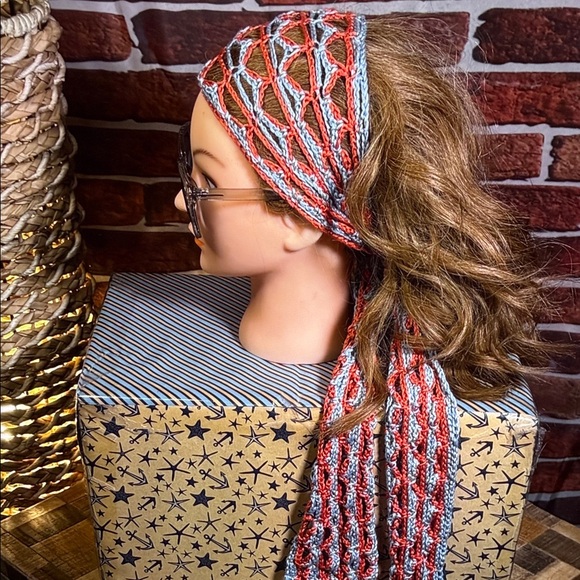 ? Left Hook Artisan™️ Copper Ice Scarf & Head-Wrap — Copper/Ice Blue — OS main image 9